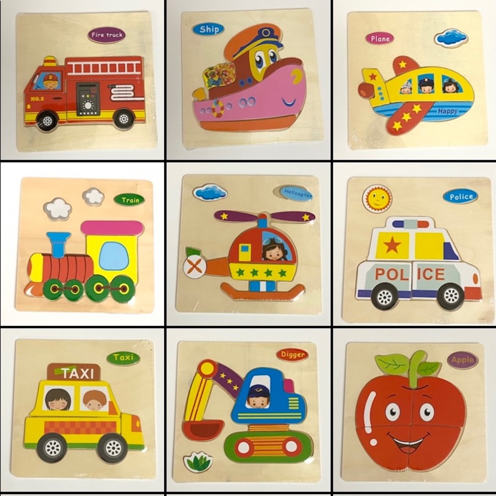 9 pack Educational Wooden 3D puzzles